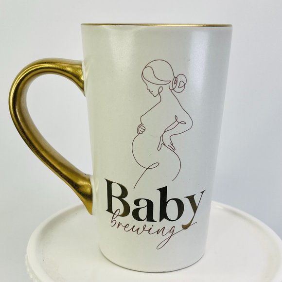 Baby Brewing Gold Ivory 16 oz Tall Mug Bump to Mom - Picture 1 of 11